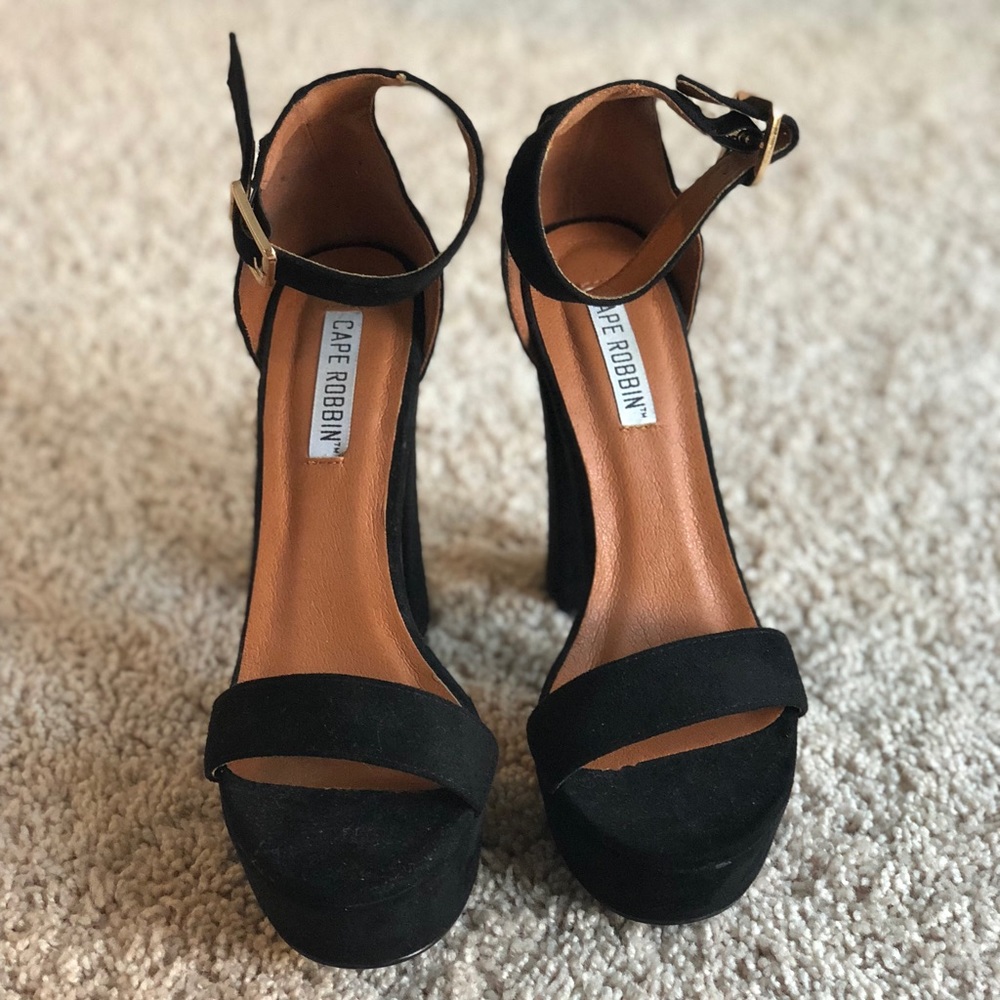 Black platform sandal heels
